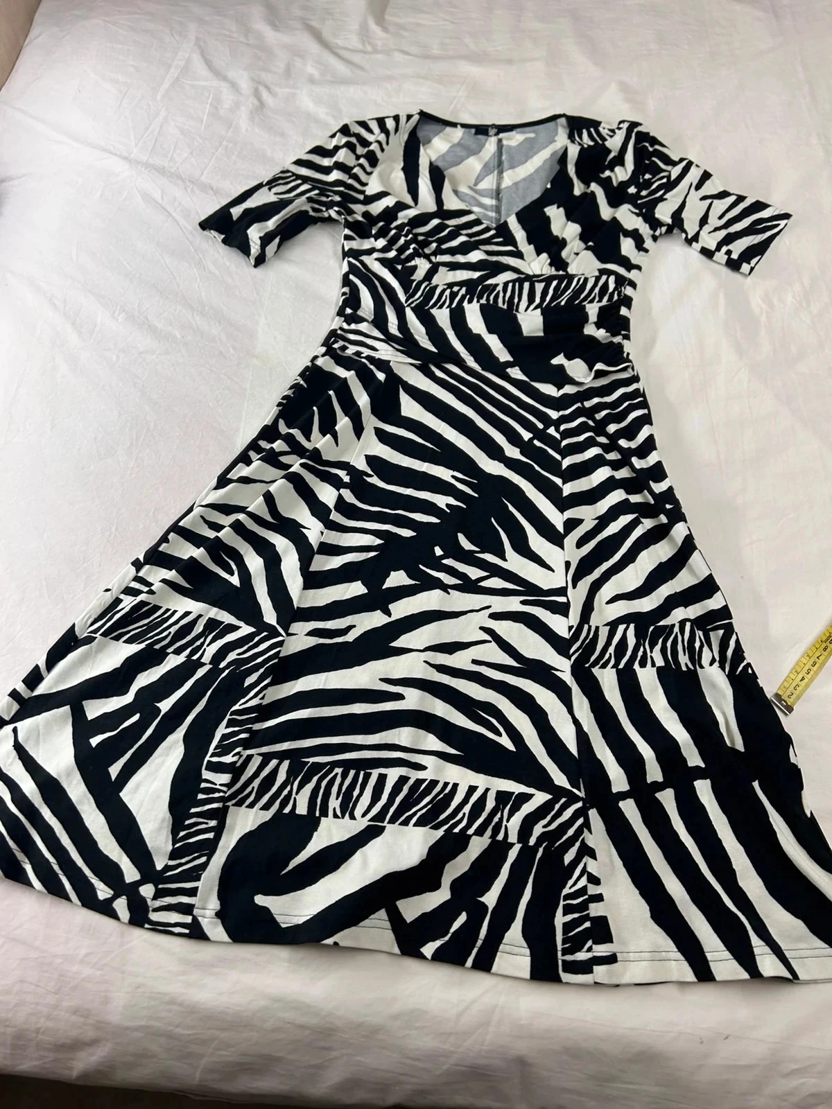 Lange kapalua-jurk van viscose met vintage zebrapatroon – photo 7